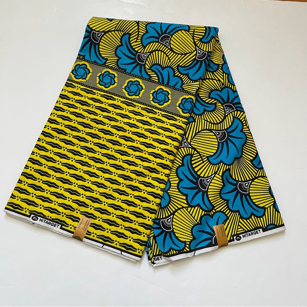 Blue and Yellow Floral Print Multicolor Tribal Print Cotton Fabric